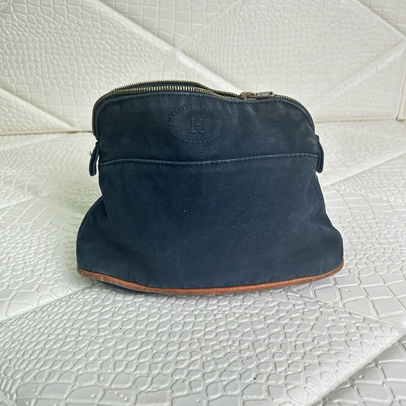 Hermes Navy Small Fabric Cosmetic Pouch Bag - Picture 5 of 12